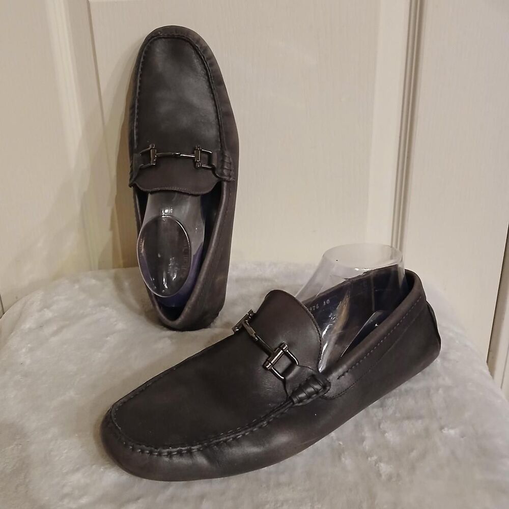 Gray Italian Leather Bit Driver Loafers by To Boot New York Adam 10 Old Money